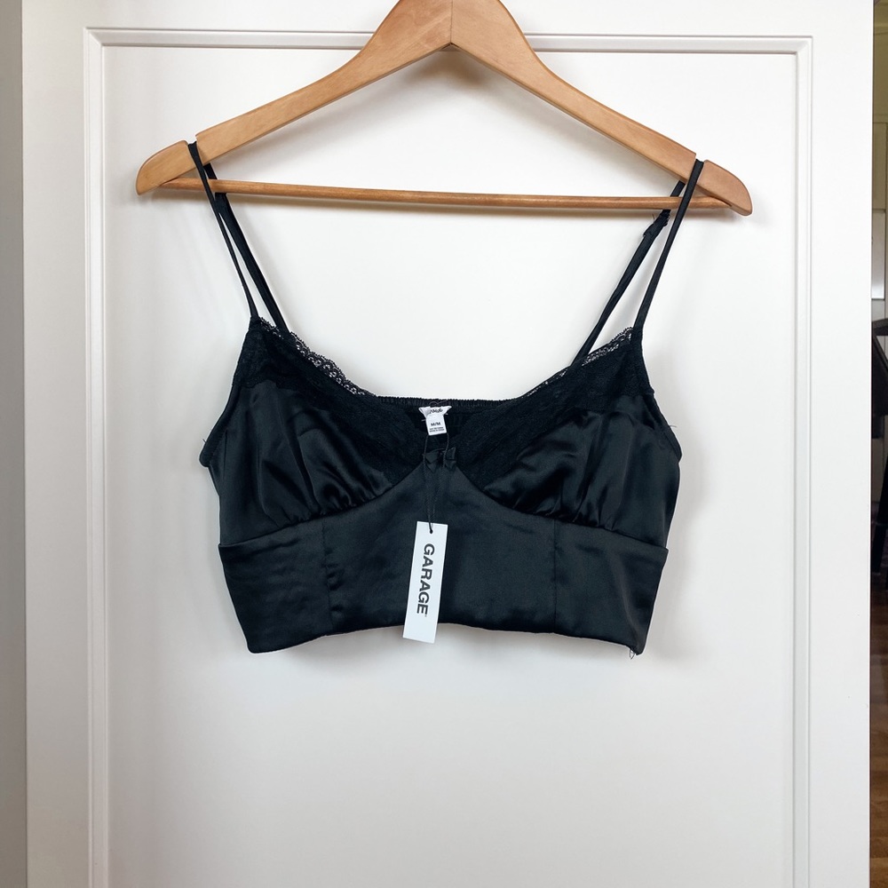 NWT GARAGE Nova Lace Trim Satin Bustier Bralette Size M